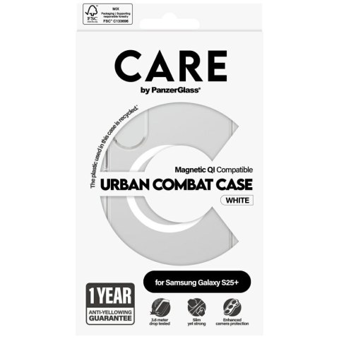 Etui CARE by PanzerGlass Flagship Urban Combat White QI do Samsung Galaxy S25+ przezroczysty