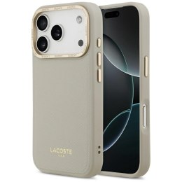 Etui Lacoste Champs Elysees Gold Logo MagSafe do iPhone 17 Pro taupe