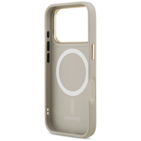 Etui Lacoste Champs Elysees Gold Logo MagSafe do iPhone 17 Pro taupe