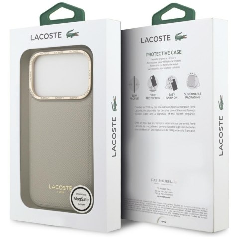 Etui Lacoste Champs Elysees Gold Logo MagSafe do iPhone 17 Pro taupe
