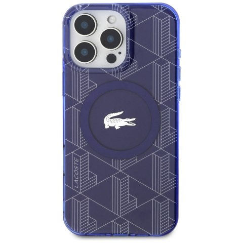 Etui Lacoste HC IML Monogram Silver Croc Logo do iPhone 16 Pro MagSafe granatowy