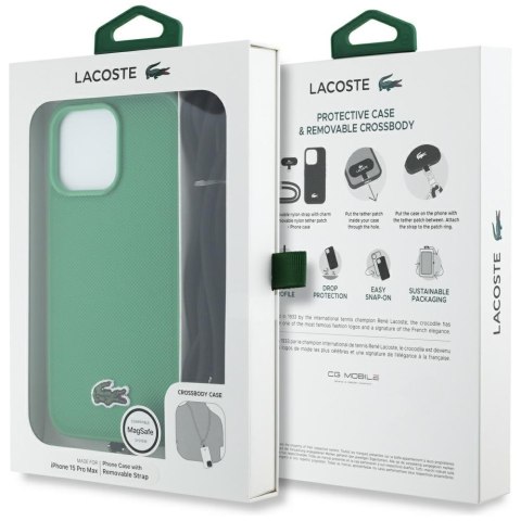 Etui Lacoste Iconic Petit Pique Crossbody Cord MagSafe do iPhone 15 Pro Max zielony