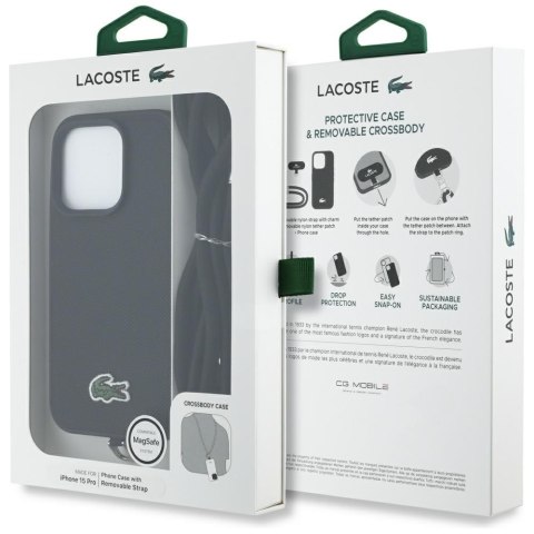 Etui Lacoste Iconic Petit Pique Crossbody Cord MagSafe do iPhone 15 Pro czarny