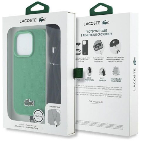 Etui Lacoste Iconic Petit Pique Crossbody Cord MagSafe do iPhone 15 Pro zielony