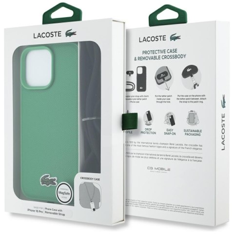 Etui Lacoste Iconic Petit Pique Crossbody Cord MagSafe do iPhone 16 Pro zielony