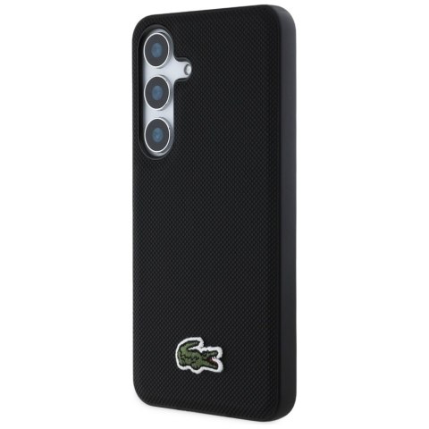 Etui Lacoste Iconic Petit Pique Woven Logo CBDY Strap MagSafe do Samsung Galaxy S25 czarny