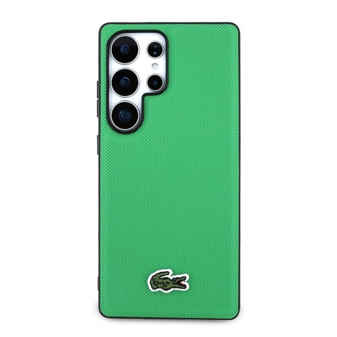 Etui Lacoste Iconic Petit Pique Woven Logo MagSafe do Samsung Galaxy S25 Ultra zielony