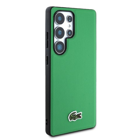 Etui Lacoste Iconic Petit Pique Woven Logo MagSafe do Samsung Galaxy S25 Ultra zielony