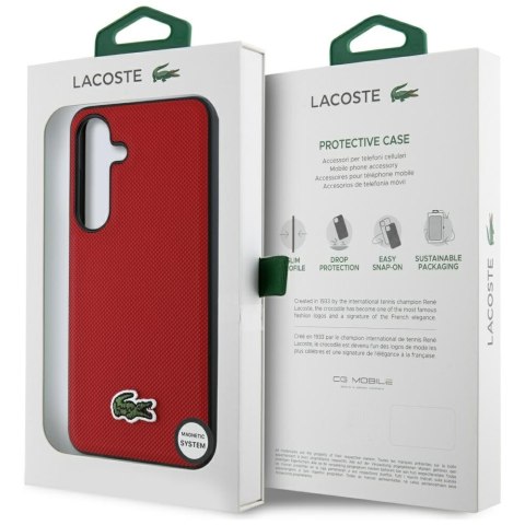Etui Lacoste Iconic Petit Pique Woven Logo MagSafe do Samsung Galaxy S25 czerwony