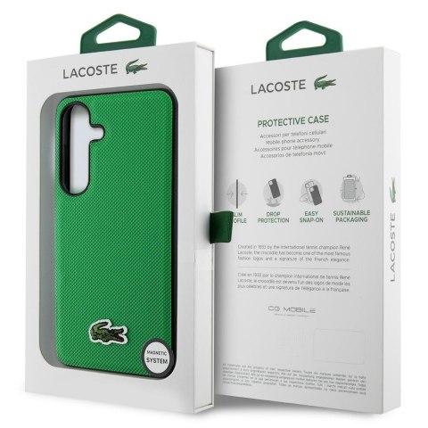 Etui Lacoste Iconic Petit Pique Woven Logo MagSafe do Samsung Galaxy S25+ zielony