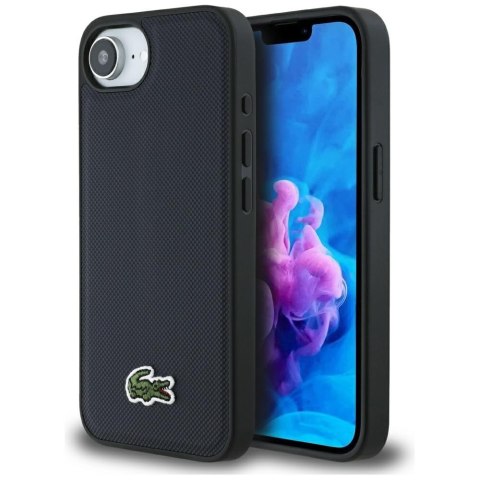 Etui Lacoste Iconic Petit Pique Woven Logo MagSafe do iPhone 16e granatowy