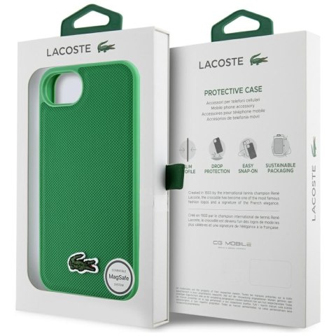 Etui Lacoste Iconic Petit Pique Woven Logo MagSafe do iPhone 16e zielony