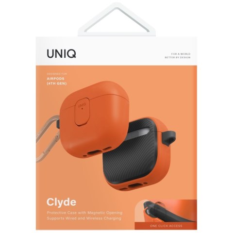Etui UNIQ Clyde do AirPods 4 Lock Case pomarańczowy