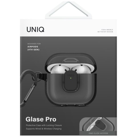 Etui UNIQ Glase Pro do AirPods 4 Lock Case dymny