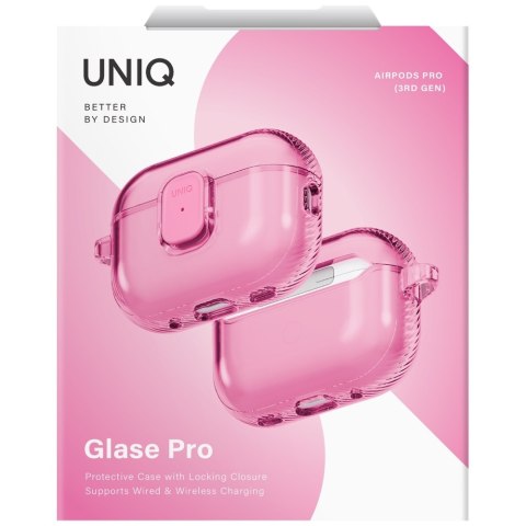 Etui UNIQ Glase Pro do AirPods Pro 3 Lock Case różowy
