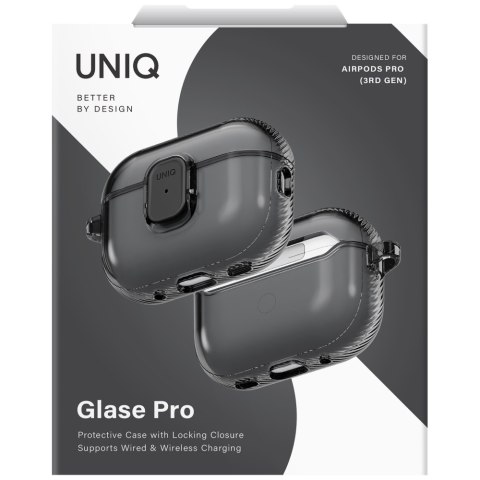 Etui UNIQ Glase Pro do AirPods Pro 3 Lock Case smoke