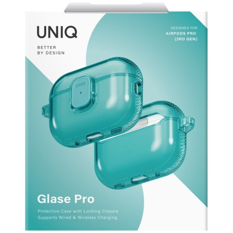 Etui UNIQ Glase Pro do AirPods Pro 3 Lock Case turkusowy