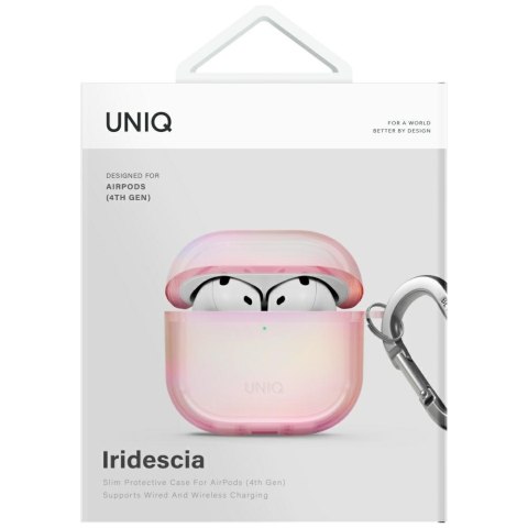 Etui UNIQ Iridescia do AirPods 4 Hang Case pink prism