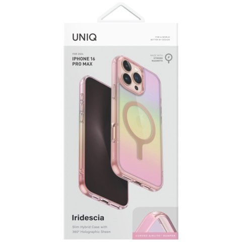 Etui UNIQ Iridescia do iPhone 16 Pro Max Magclick Charging pink prism