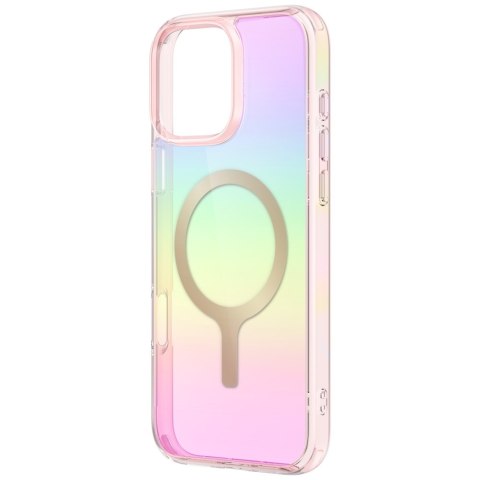 Etui UNIQ Iridescia do iPhone 16 Pro Magclick Charging pink prism