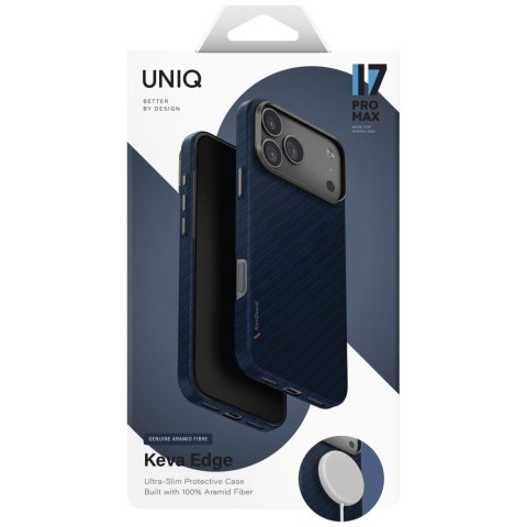 Etui UNIQ Keva EDGE do iPhone 17 Pro Max Magclick Charging niebieski