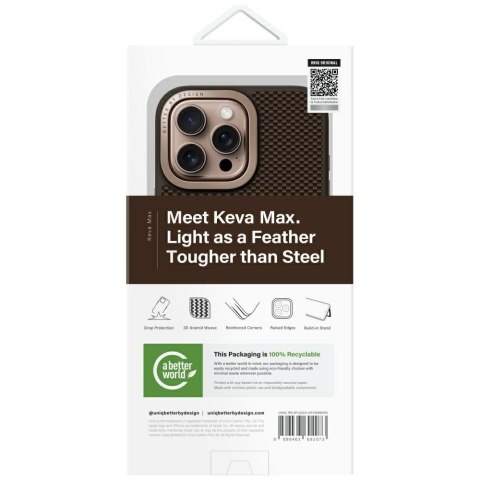 Etui UNIQ Keva Max do iPhone 16 Pro Max Magclick Charging Camera Stand brązowy
