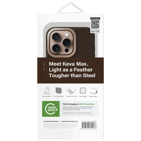 Etui UNIQ Keva Max do iPhone 16 Pro Magclick Charging Camera Stand brązowy