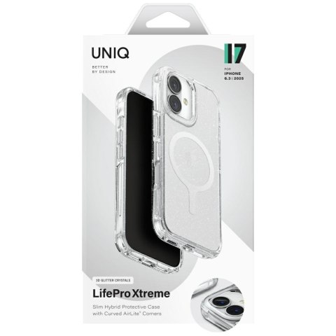 Etui UNIQ LifePro Xtreme do iPhone 17 Magclick Charging przezroczysty/brokat