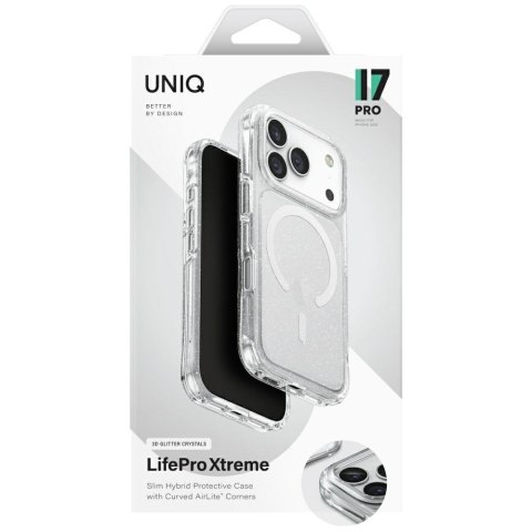 Etui UNIQ LifePro Xtreme do iPhone 17 Pro Magclick Charging przezroczysty/brokat