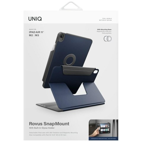 Etui UNIQ Rovus Snapmount Magnetic 360 Rotating Detachable do iPad Air 11" (M2/M3) / iPad Air 10.9" (2022/2020) granatowy