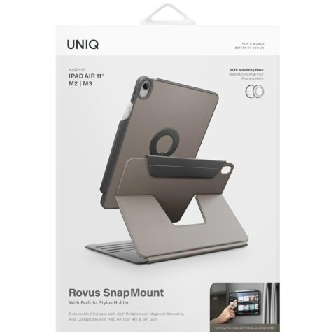 Etui UNIQ Rovus Snapmount Magnetic 360 Rotating Detachable do iPad Air 11" (M2/M3) / iPad Air 10.9" (2022/2020) szary