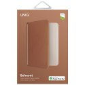 Etui na paszport UNIQ Belmont z Apple Find My blokada RFID karmelowy beżowy