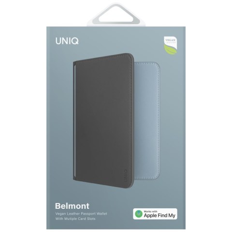 Etui na paszport UNIQ Belmont z Apple Find My blokada RFID szaro niebieski