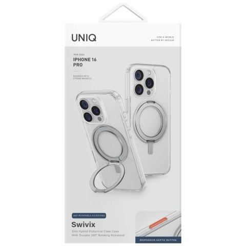 Etui UNIQ Swivix do iPhone 16 Pro 360 Rotating Kickstand przezroczysty
