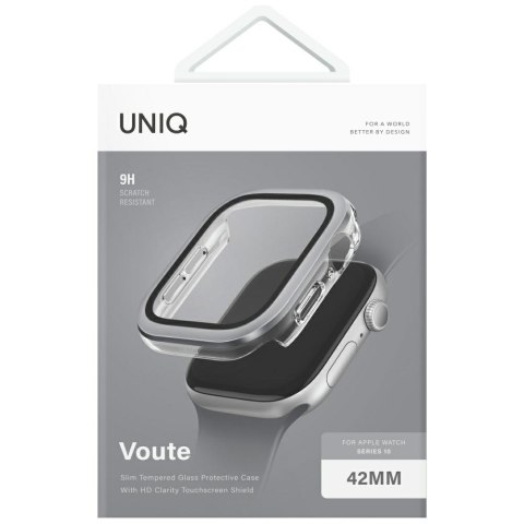 Etui UNIQ Voute do Apple Watch Series 10 / 11 42mm szkło hartowane srebrny