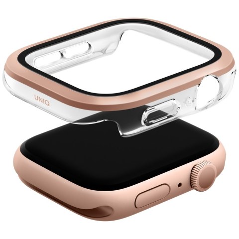 Etui UNIQ Voute do Apple Watch Series 10 / 11 46mm szkło hartowane różowo-złoty