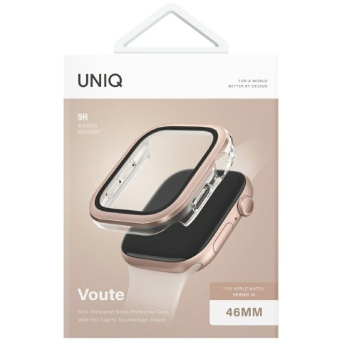Etui UNIQ Voute do Apple Watch Series 10 / 11 46mm szkło hartowane różowo-złoty