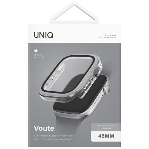 Etui UNIQ Voute do Apple Watch Series 10 / 11 46mm szkło hartowane srebrny