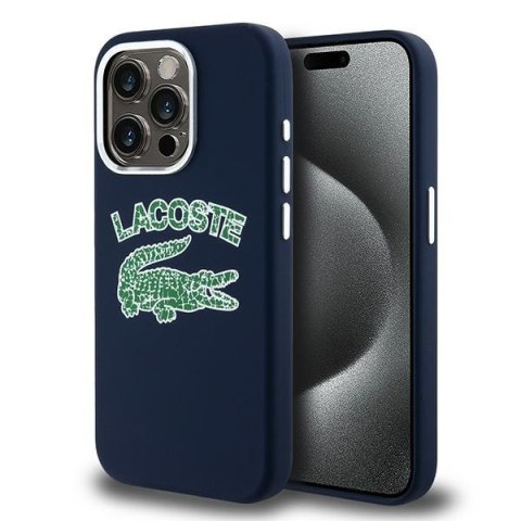 Lacoste LCHMP15LUCRV iPhone 15 Pro 6.1" granatowy/marine hardcase Silicone Cracked Logo MagSafe