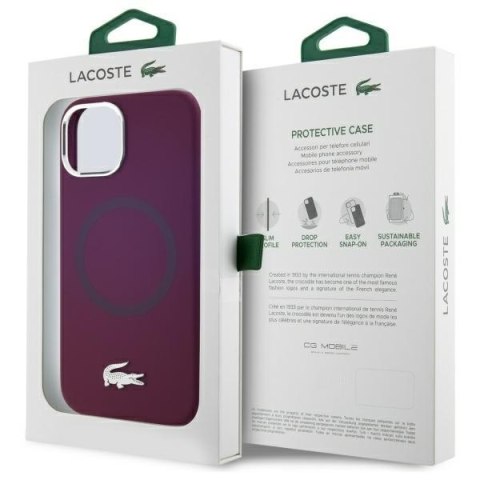 Lacoste LCHMP15SSMAR iPhone 15 6.1" bordeaux hardcase Silicone Croco Logo MagSafe