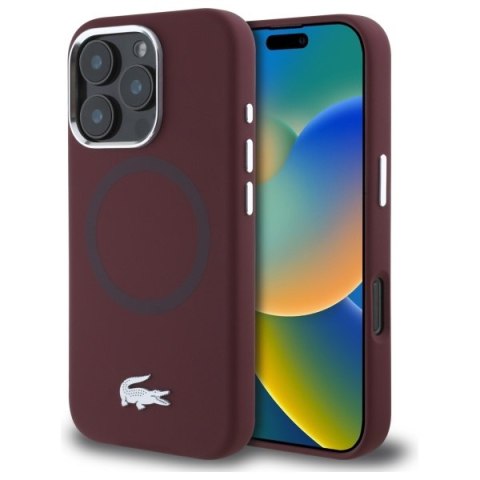 Lacoste LCHMP16LSMAR iPhone 16 Pro 6.3" bordeaux hardcase Silicone Croco Logo MagSafe