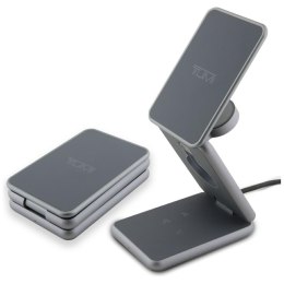 Ładowarka indukcyjna TUMI składana 3w1 15W + pokrowiec szary