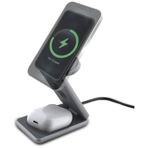 Ładowarka indukcyjna TUMI składana 3w1 15W + pokrowiec szary