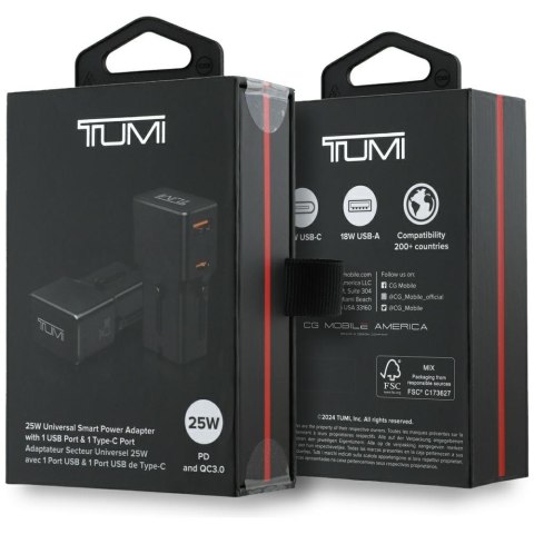 Ładowarka sieciowa TUMI Travel Adapter 25W USB-C / USB-A czarny