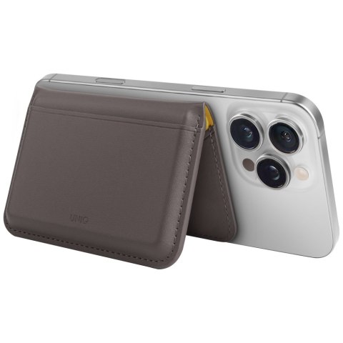 Magnetyczny portfel RFID UNIQ Lyden DS stojak na telefon szary