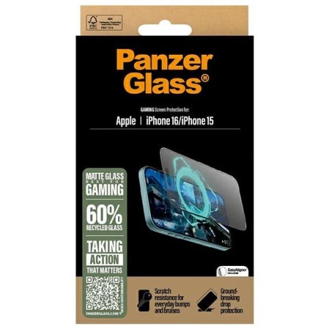 PanzerGlass Gaming Screen ProtectoriPhone 16 / 15 6.1" Ultra-Wide Fit 2857