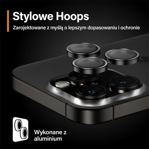 PanzerGlass Hoops Camera iPhone 15 Pro6.1" / 15 Pro Max 6.7" czarny/black 1139 camera lens protector hoop optic rings