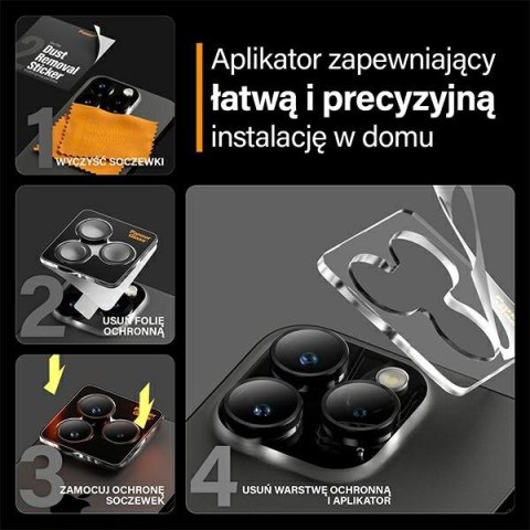 PanzerGlass Hoops Camera iPhone 15 Pro6.1" / 15 Pro Max 6.7" czarny/black 1139 camera lens protector hoop optic rings