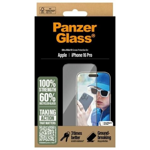 PanzerGlass Screen Protector iPhone 16Pro 6.3" Ultra-Wide Fit 2862