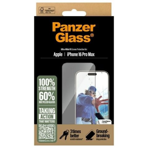 PanzerGlass Screen Protector iPhone 16Pro Max 6.9" Ultra-Wide Fit 2864